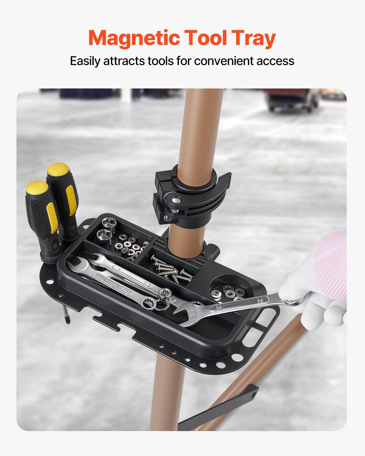 Magnetic Tool Tray  
Easily attracts tools for convenient access