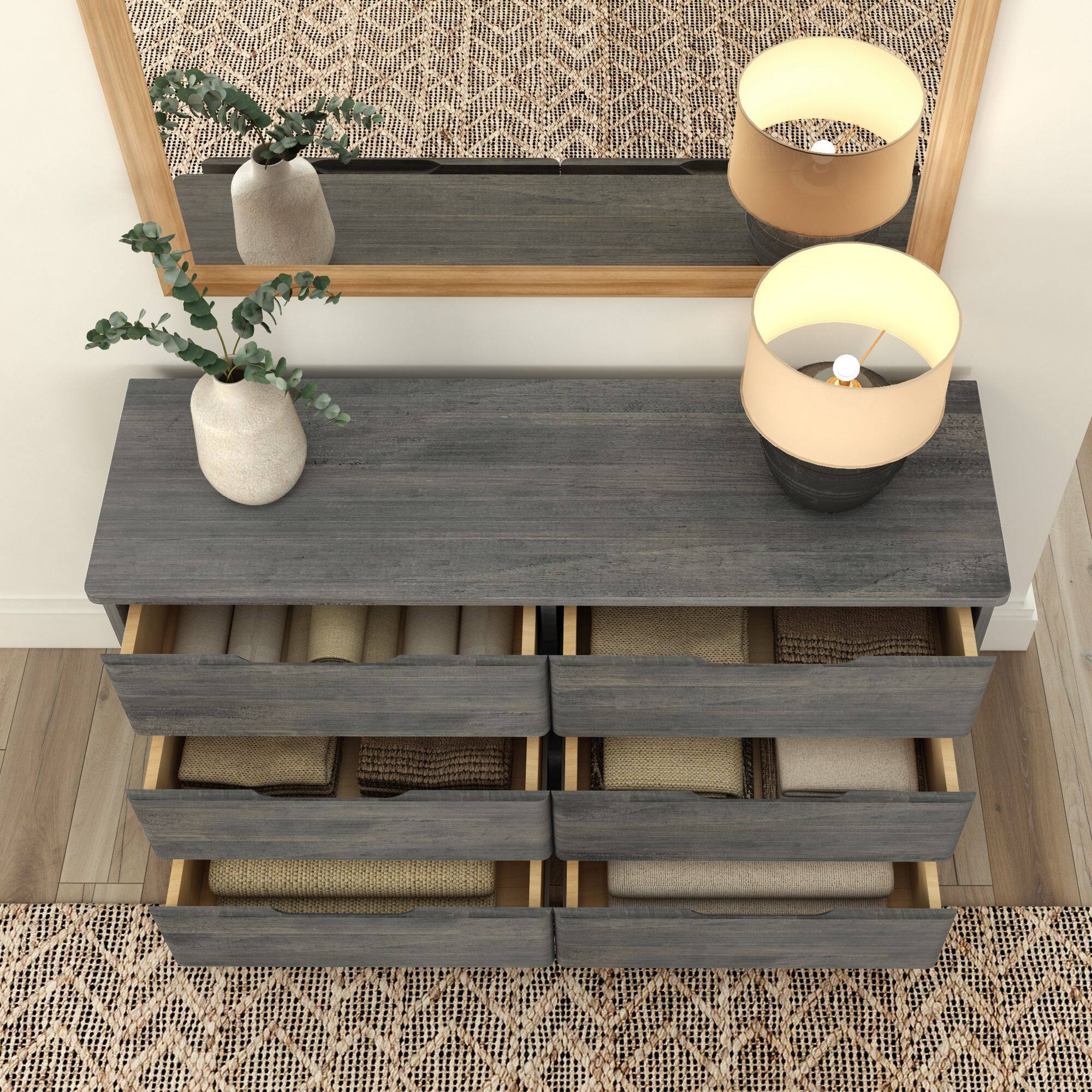 Alt View 4. Plank+Beam - Plank+Beam Modern Farmhouse 6 Drawer Dresser, Driftwood - Driftwood.