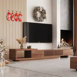 luck idea - 78.54" Extendable TV stand, and Media Console & Entertainment Centers with Large Storage Space - Walnut color