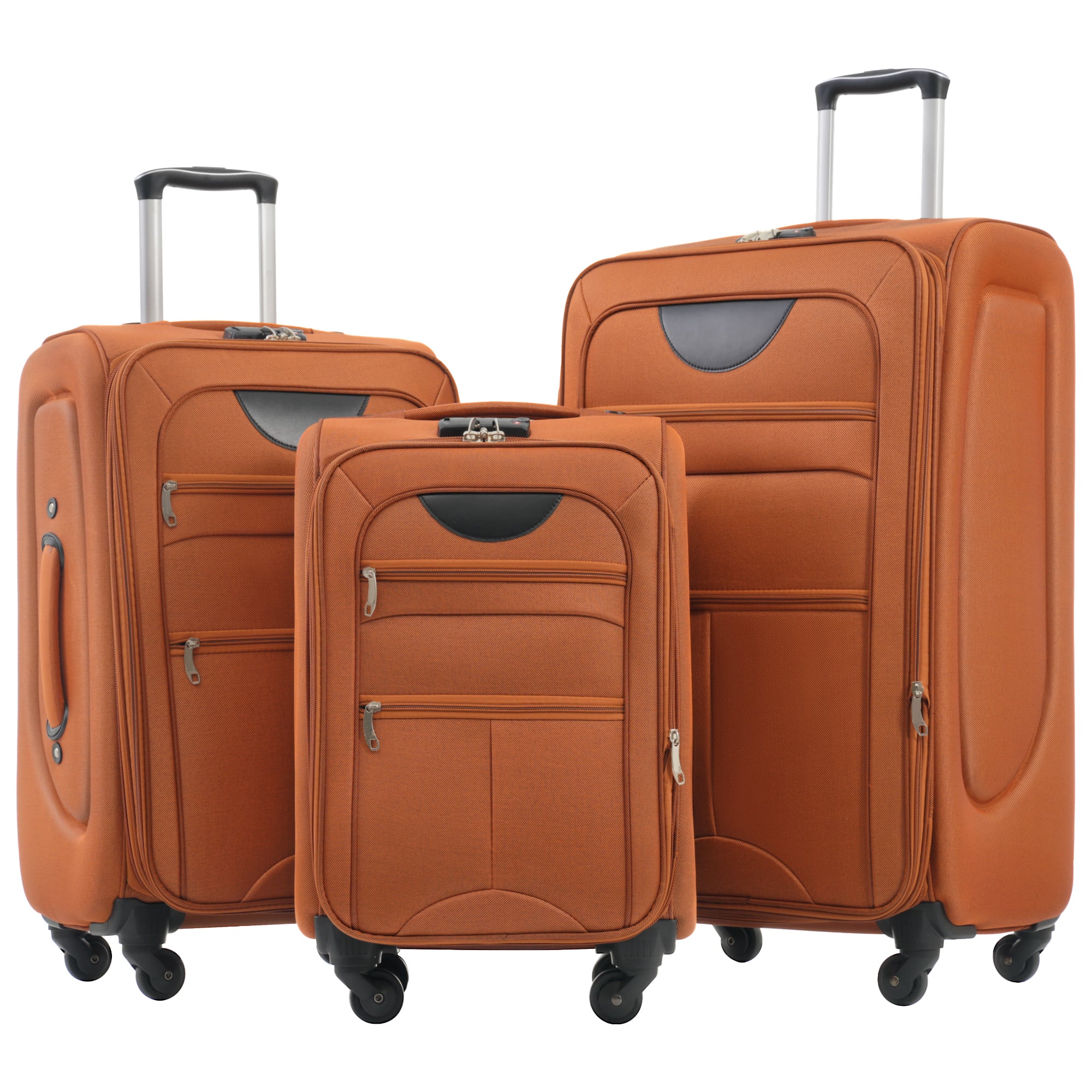 Ecooso - 3-Piece Lightweight Spinner Luggage Set with TSA Lock, Quick-Access Pockets, and 360° Wheels - Orange