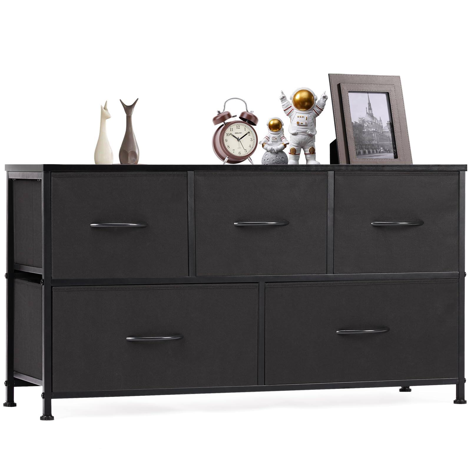 Black 11.7"D x 38.6"W x 20.9"H (5 Drawers)