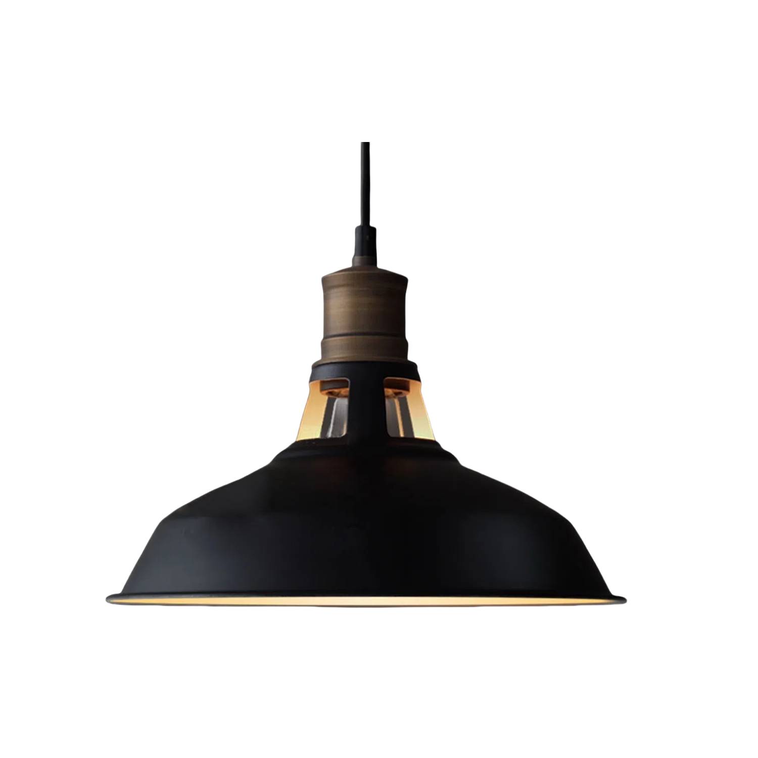 Front. MOOSE - Siracusa Industrial Black Barn Pendant Light - 1-Light Loft Fixture - Black.