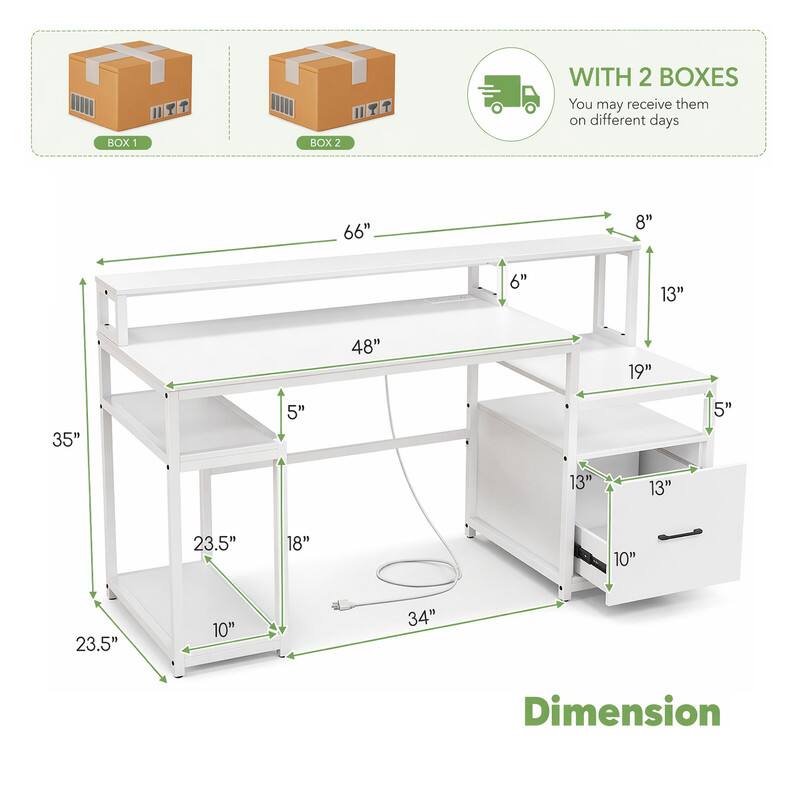 BOX 1  
BOX 2  
WITH 2 BOXES  
You may receive them on different days  

66"  
8"  
6"  
13"  
48"  
19"  
35"  
5"  
5"  
13"  
13"  
23.5"  
18"  
10"  
23.5"  
10"  
34"  

Dimension