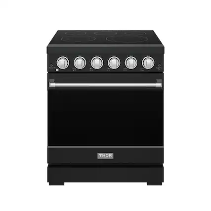 Front. Thor Kitchen - Gordon Ramsay Series by Thor Kitchen 4.55 Cu. Ft Freestanding Electric Range with Stainless Steel Hardware - Matte Black.