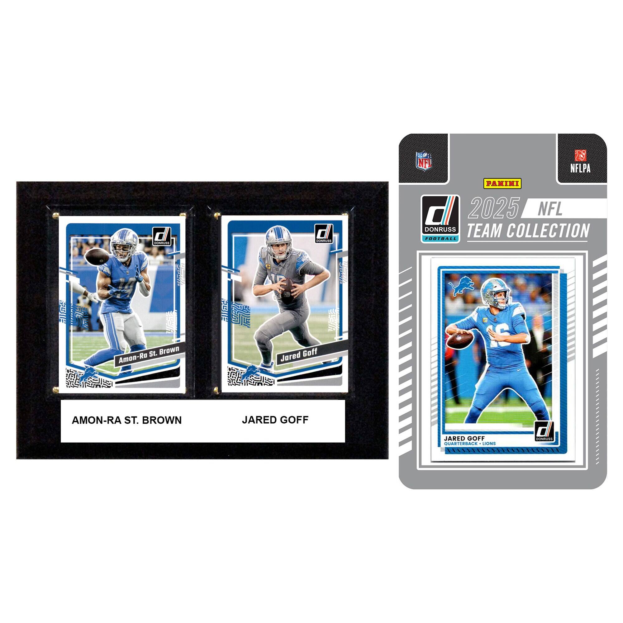 Detroit Lions 6" x 8" Player Plaque & 2025 Team Trading Card Set