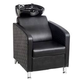 Winado - Professional Salon Shampoo Chair Ergonomic Hair Washing Station with Porcelain Sink & Retractable Sprayer for Barbershop - Black