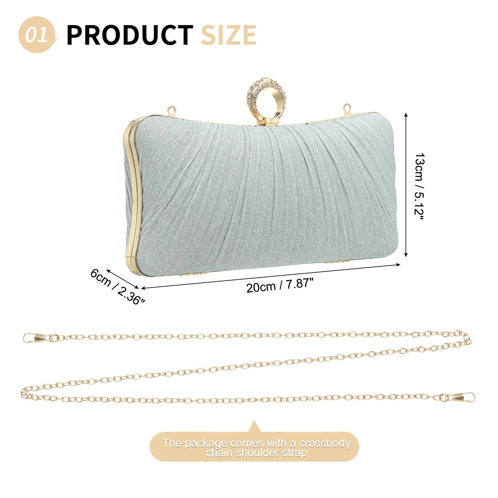 01 PRODUCT SIZE

13cm / 5.12"  
6cm / 2.36"  
20cm / 7.87"  

The package comes with a crossbody chain shoulder strap.