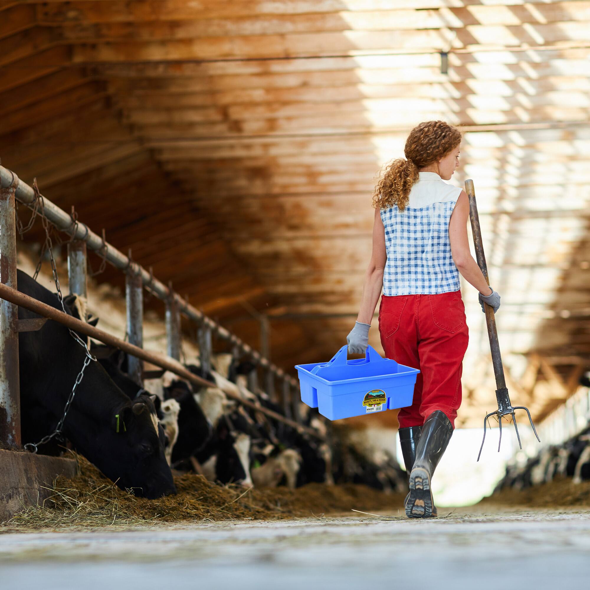 Alt View 3. Little Giant - Little Giant DuraTote Plastic Box Organizer w/2 Compartment & Grip Handle, Berry - Berry Blue.