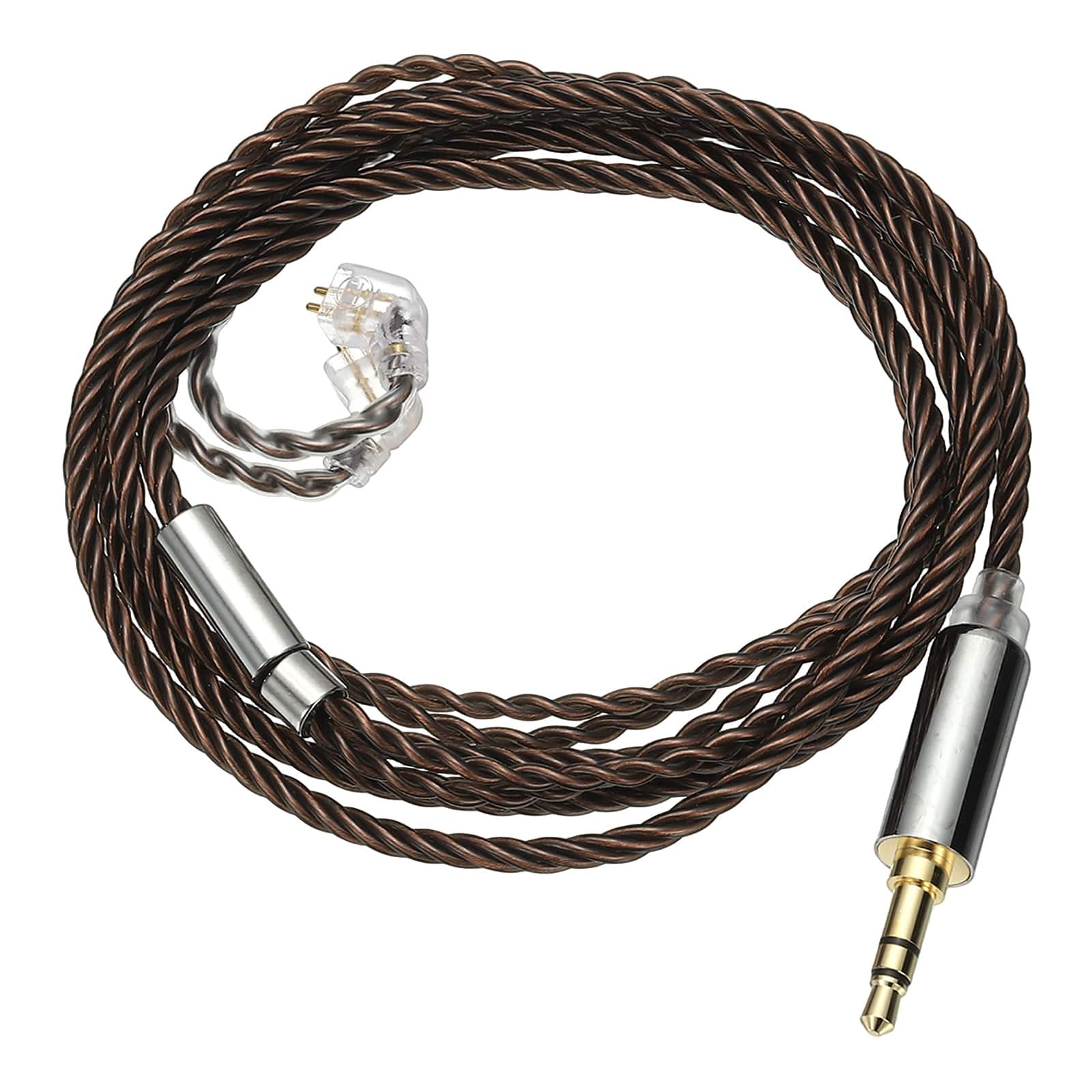 Unique Bargains - IEM Earphone Cable 1.2M, 28AWG 4-Core High Purity Silver-Plated HiFi Replacement for Ananda Arya HE400SE (3.5mm, TFZ) - Black Brown