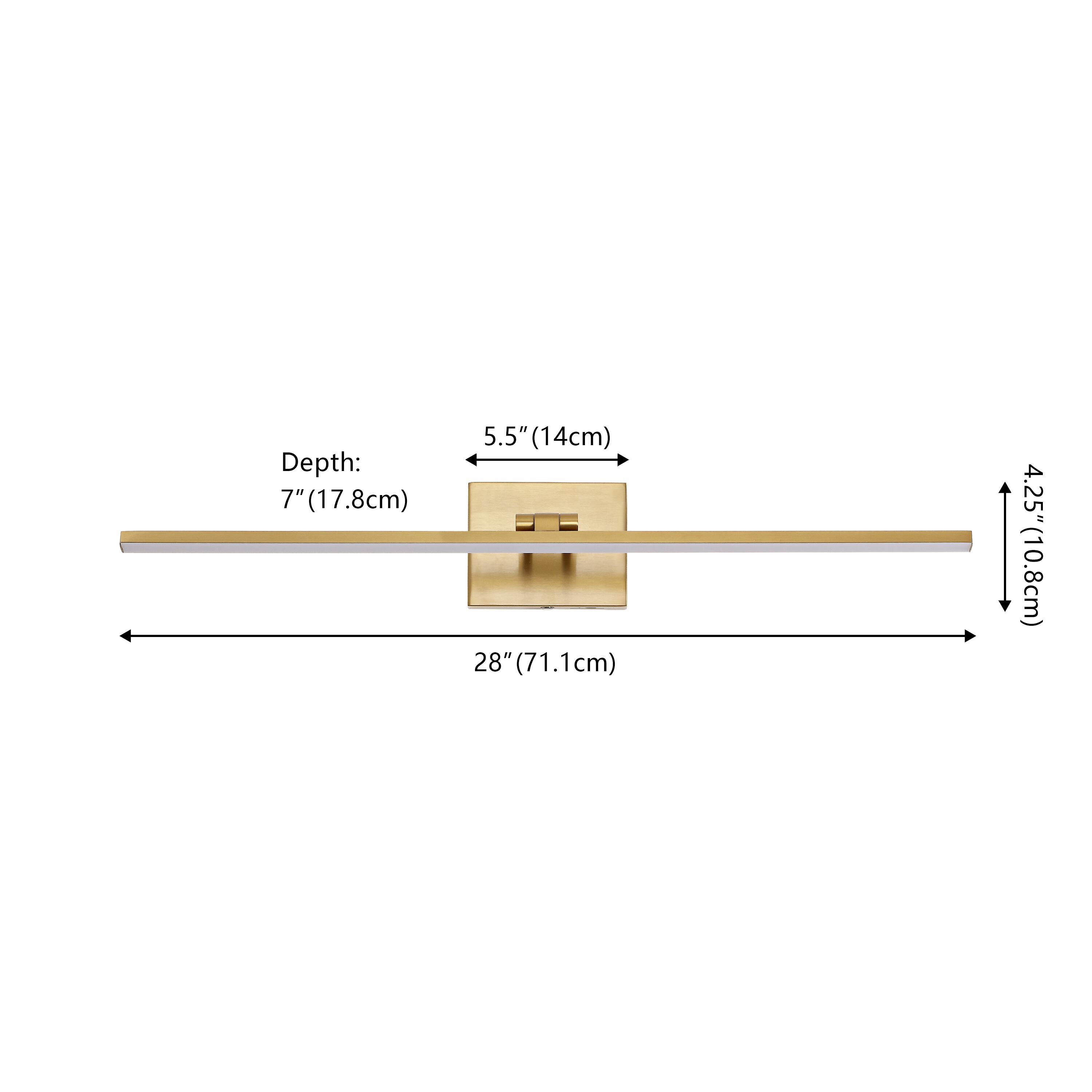 Depth: 7" (17.8cm)  
5.5" (14cm)  
28" (71.1cm)  
4.25" (10.8cm)
