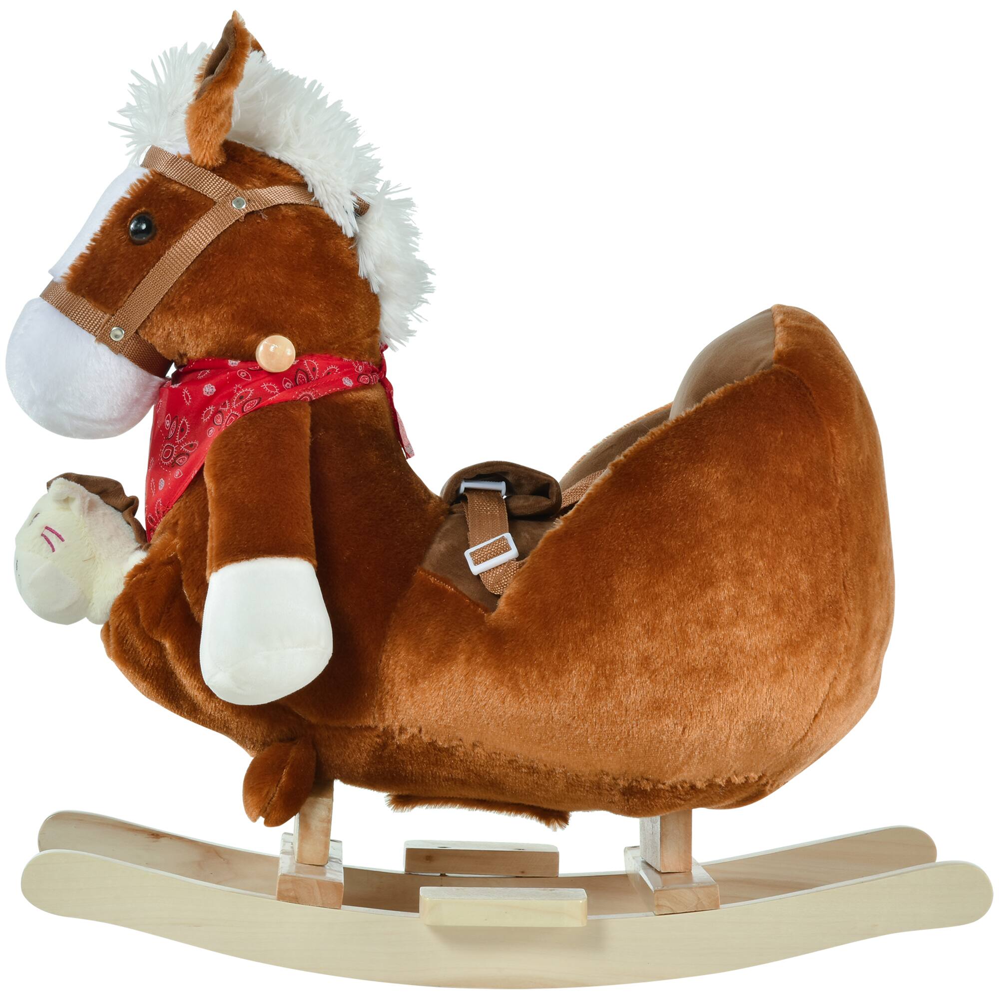 Alt View 1. Siljoy - Kids Rocking Horse Toy with Lullaby Song, Plush Fabric, Safety Belt, 18-36 Months, Brown - Brown.