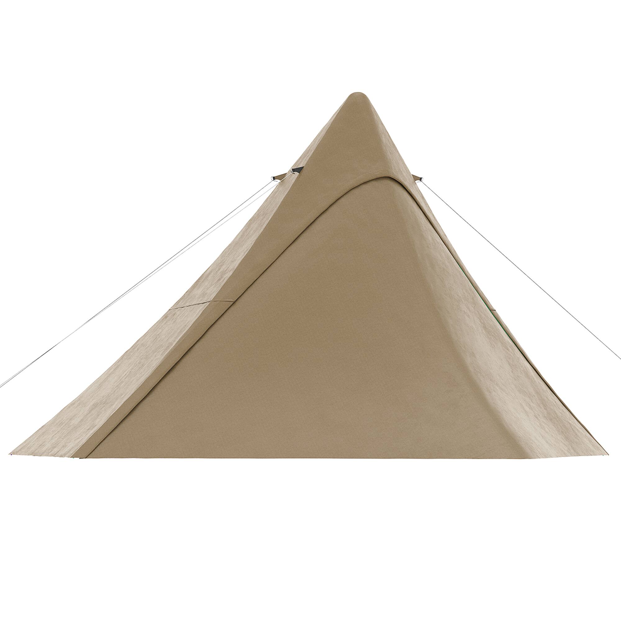 Alt View 8. Outsunny - 15.4' x 15.4' x 8.5' Teepee Tent, Waterproof Camping Tent for 2-3 Person, Floor and Carry Bag with Porch Area - Coffee.
