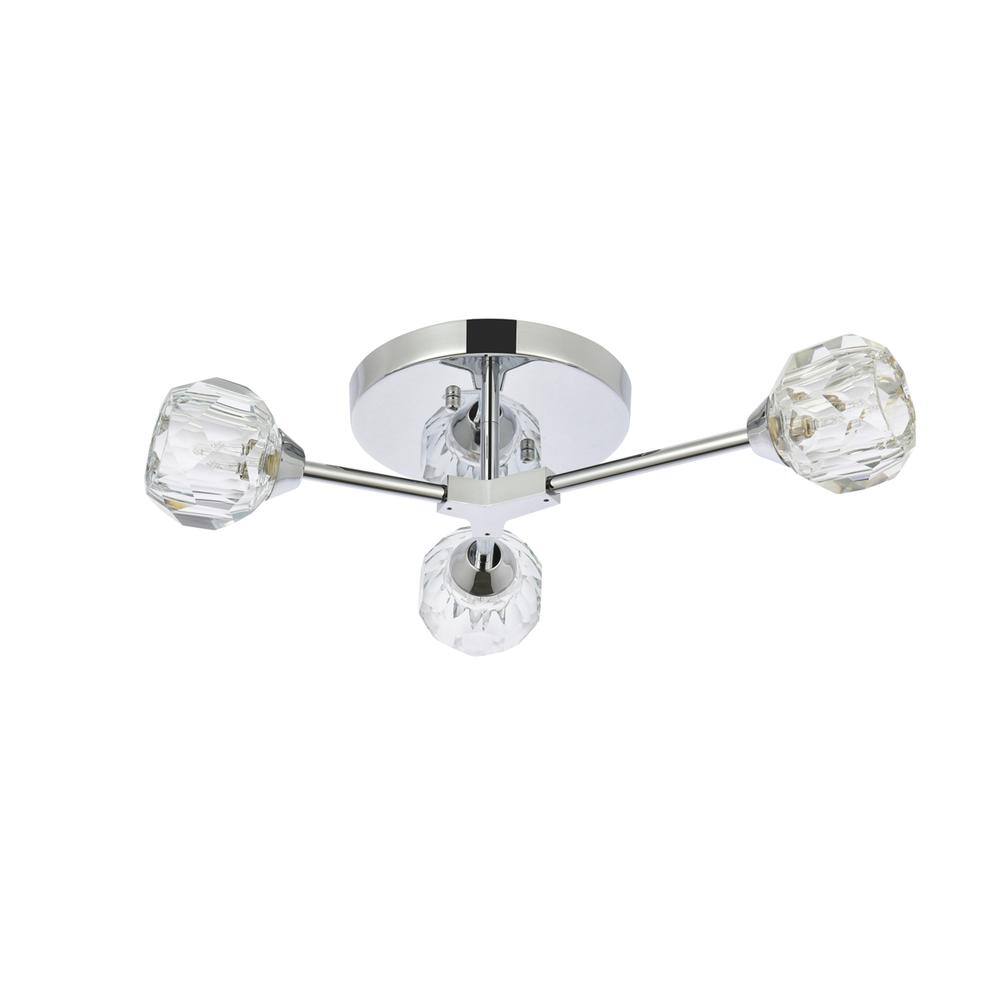 Back. Elegant Lighting - Zayne 3 Light Flush Mount in Chrome - Chrome And Clear.