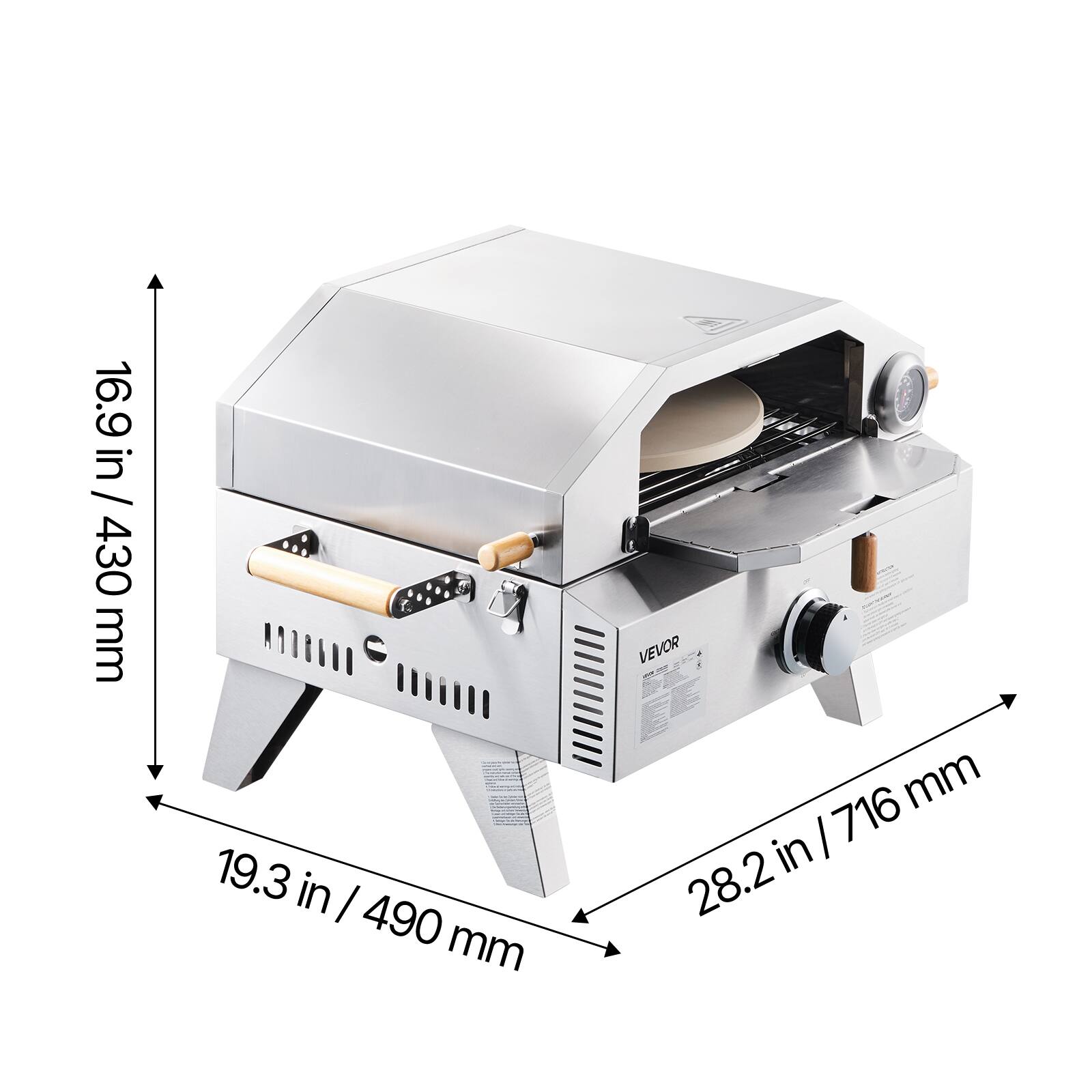 16.9 in / 430 mm  
19.3 in / 490 mm  
28.2 in / 716 mm
