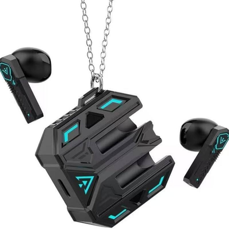 Front. RISOKEYS - Wireless Gaming Earbuds, Noise Cancelling, Low Latency for Gamers Commuting Sports,Lightweight, Mecha Design,Black.