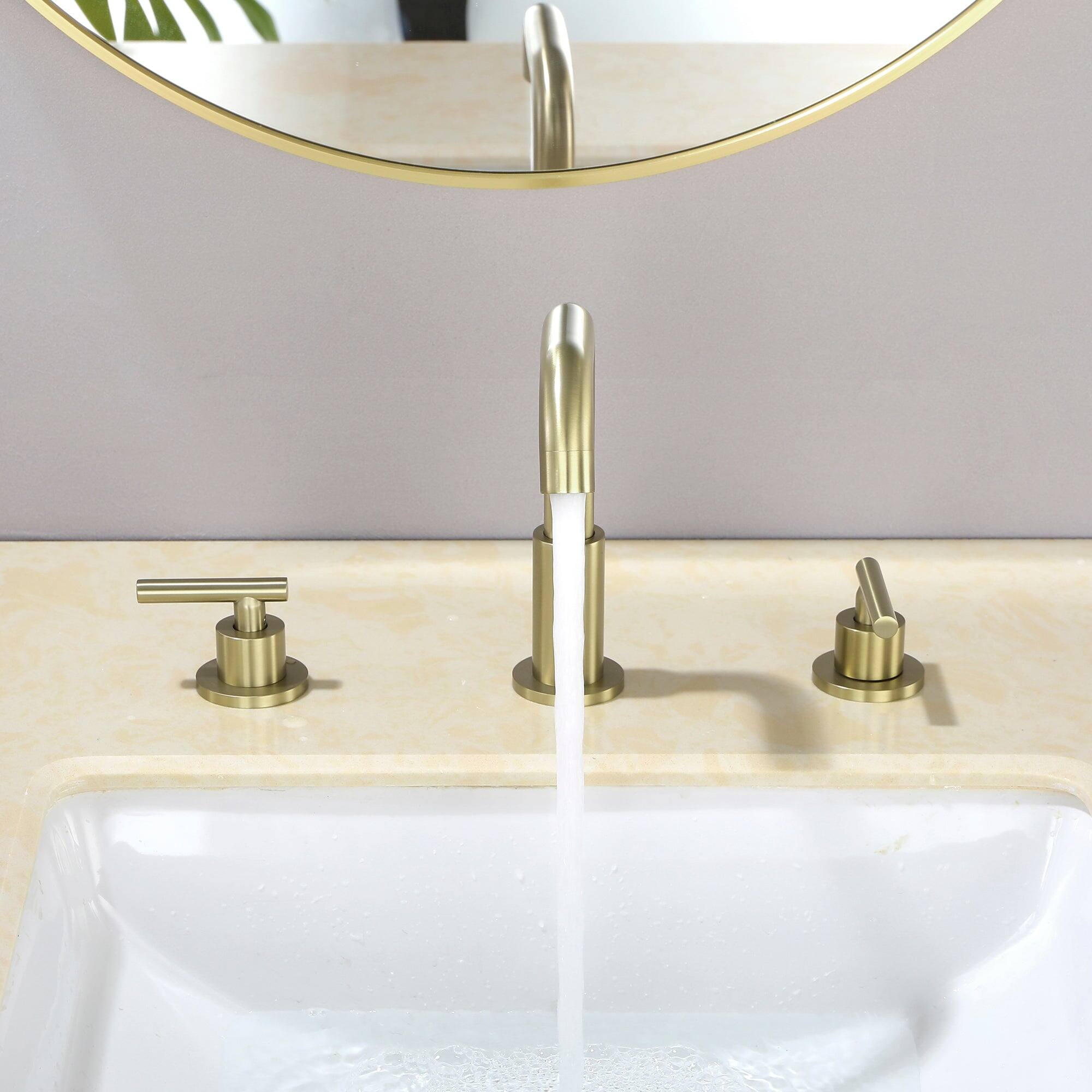 Alt View 10. Boyel Living - 8 in. Widespread 2-Handle Mid-Arc Bathroom Faucet with Valve and cUPC Water Supply Lines - Brushed Gold.