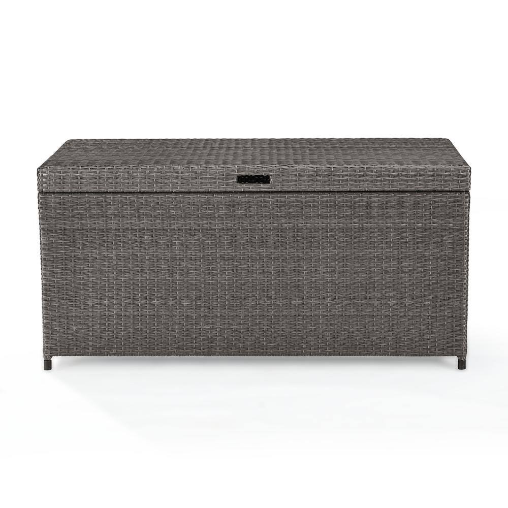 Alt View 2. Crosley Furniture - Palm Harbor Wicker Outdoor Storage Box - Weathered Gray.