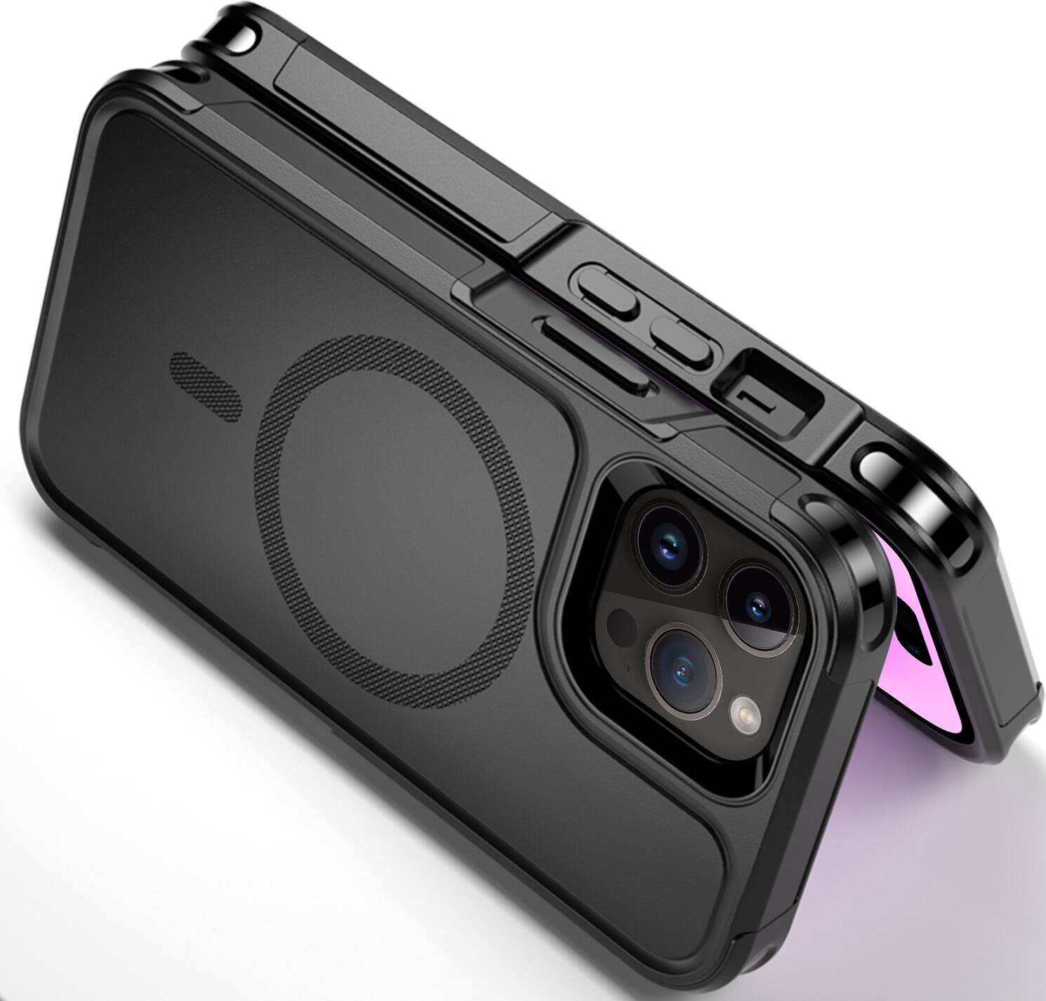 Alt View 17. SaharaCase - Raider Series Armor Case with MagSafe for Apple iPhone 14 Pro - Black.