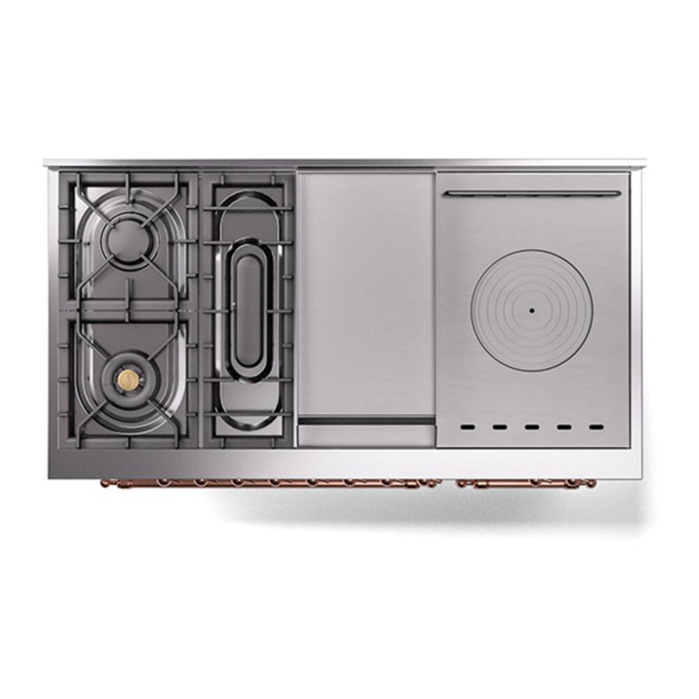 ILVE Nostalgie II Series 48 in. Dual Fuel Range with 5 Sealed Burners ...