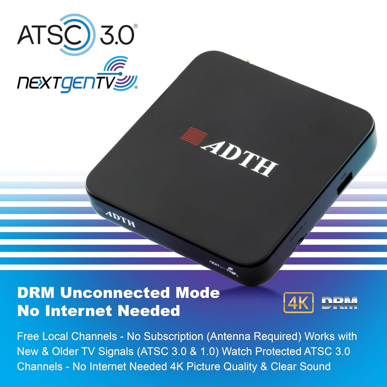 ADTH NextGen TV Box Gen 2, ATSC 3.0/1.0 Digital Tuner and Receiver