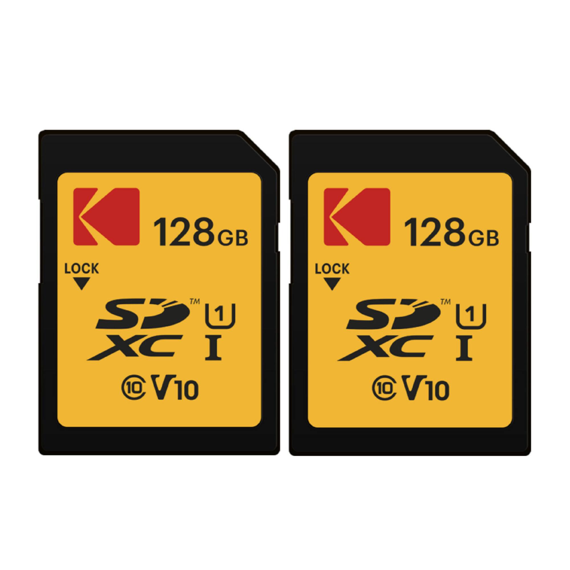 Kodak - 128GB SD Class 10 UHS-I U1 V10 Full HD Memory Card (2-pack) Bundle