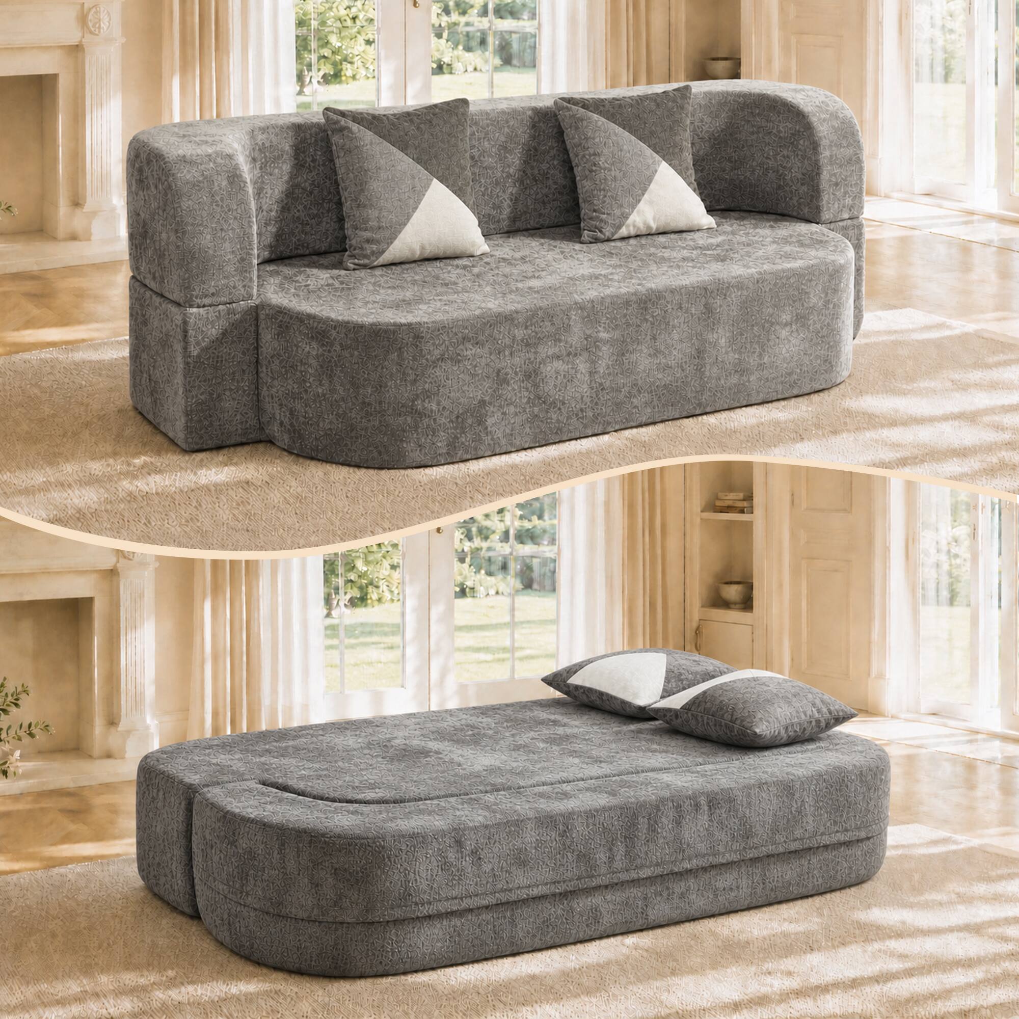Alt View 1. Boyel Living - Charcoal gray Eggshell Sofa Bed 78.74" Convertible Boneless Couch with Soft Plush Fabric No Assembly Sleeper Sofa - Charcoal grey.