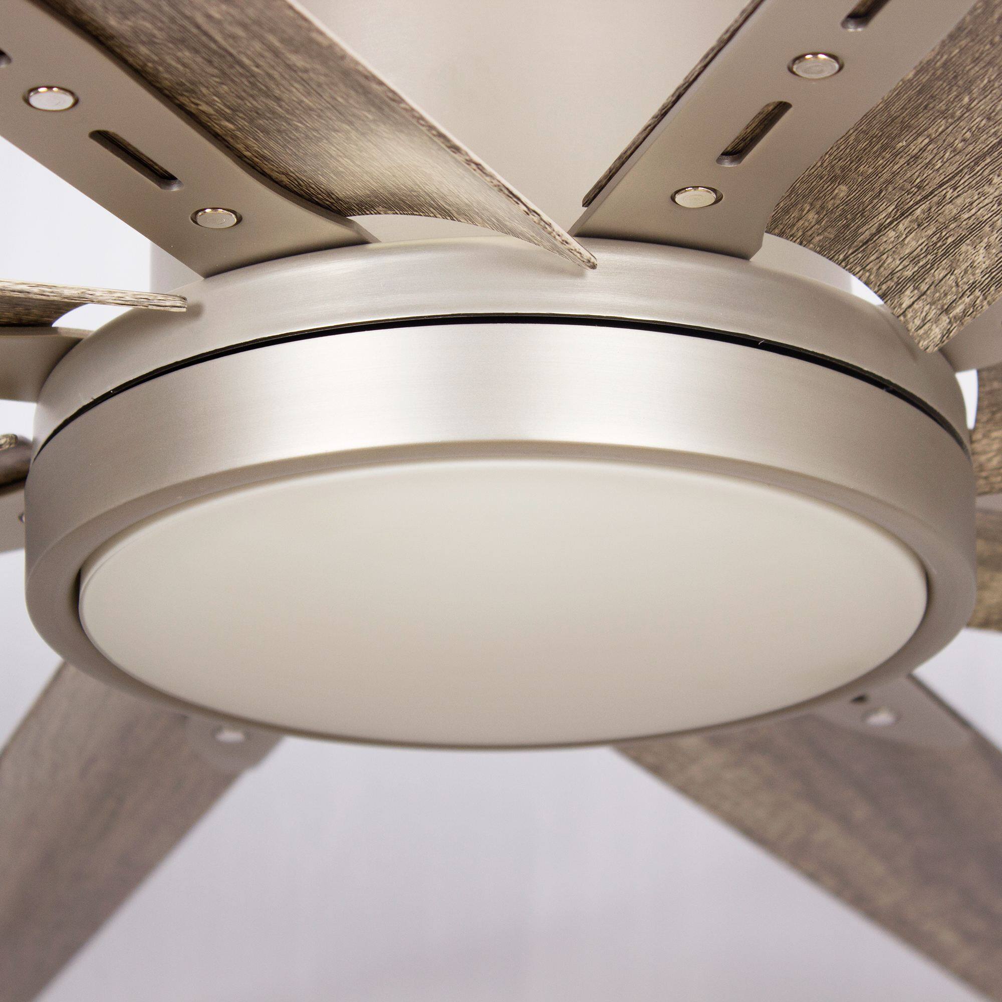 Alt View 1. Parrot Uncle - 72" Modern Silver LED Ceiling Fan with Remote Control and Aluminum Blades - Nickel.