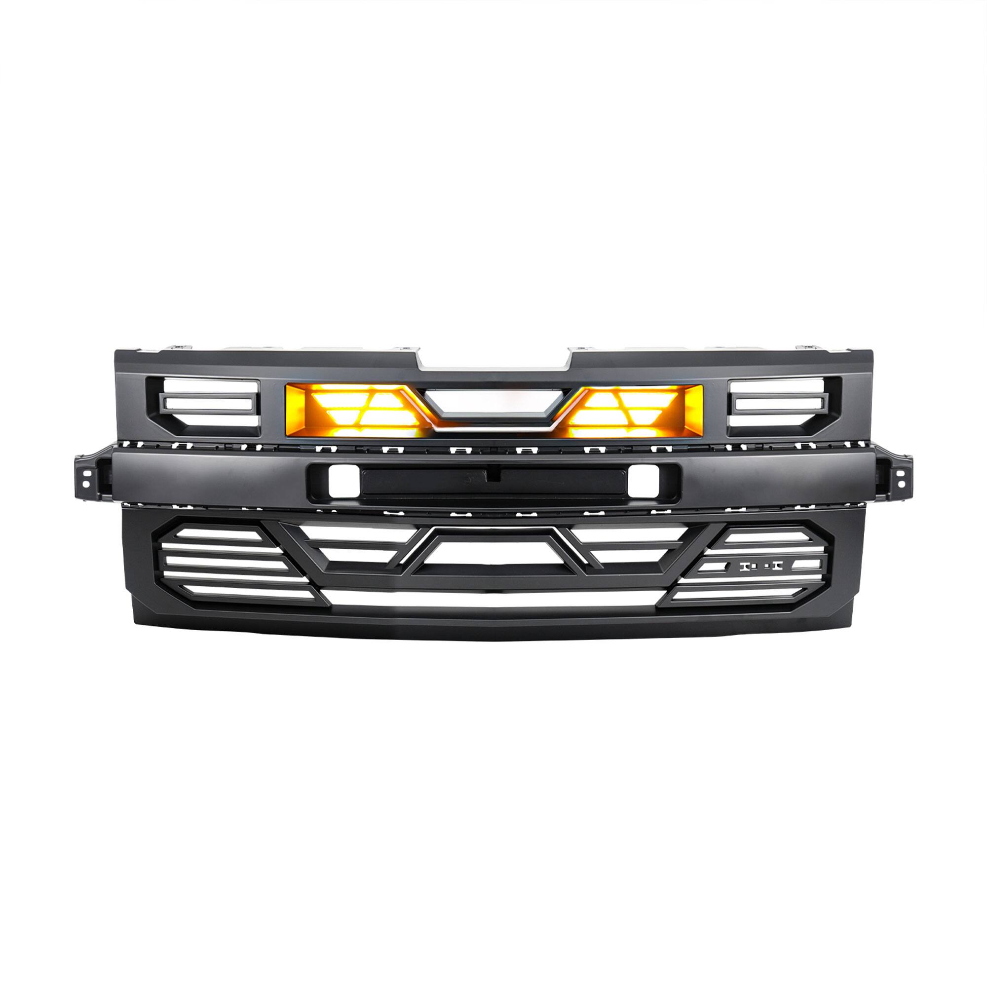 Alt View 7. AMERICAN MODIFIED - AMERICAN MODIFIED Grille w/Lights for 19-21 Chevy Silverado 1500, Matte Black - Matte Black.