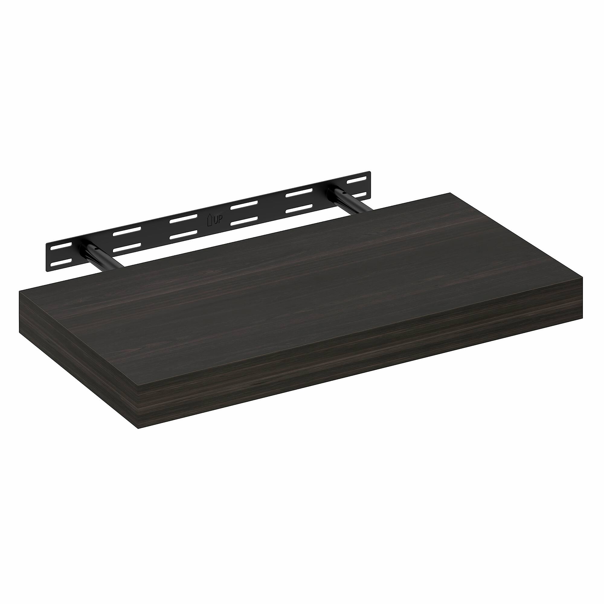 Alt View 3. Furinno - TANNA Floating Shelves for Wall, Thick Shelf 12 x 24 Wall Shelf, Wall Mounted Floating Shelf with Invisible Brackets - Tobacco Oak.