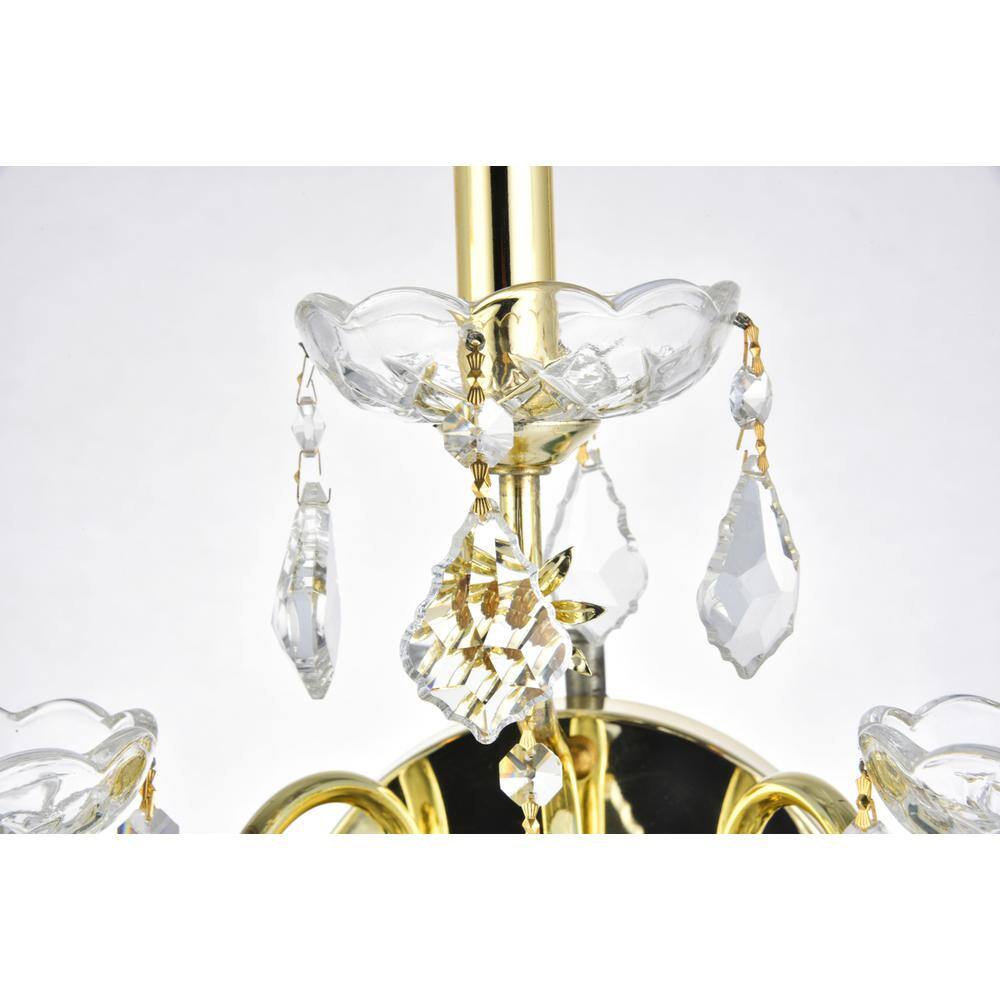 Left. Elegant Lighting - St. Francis 3 light Gold Wall Sconce Clear Royal Cut Crystal - Gold.