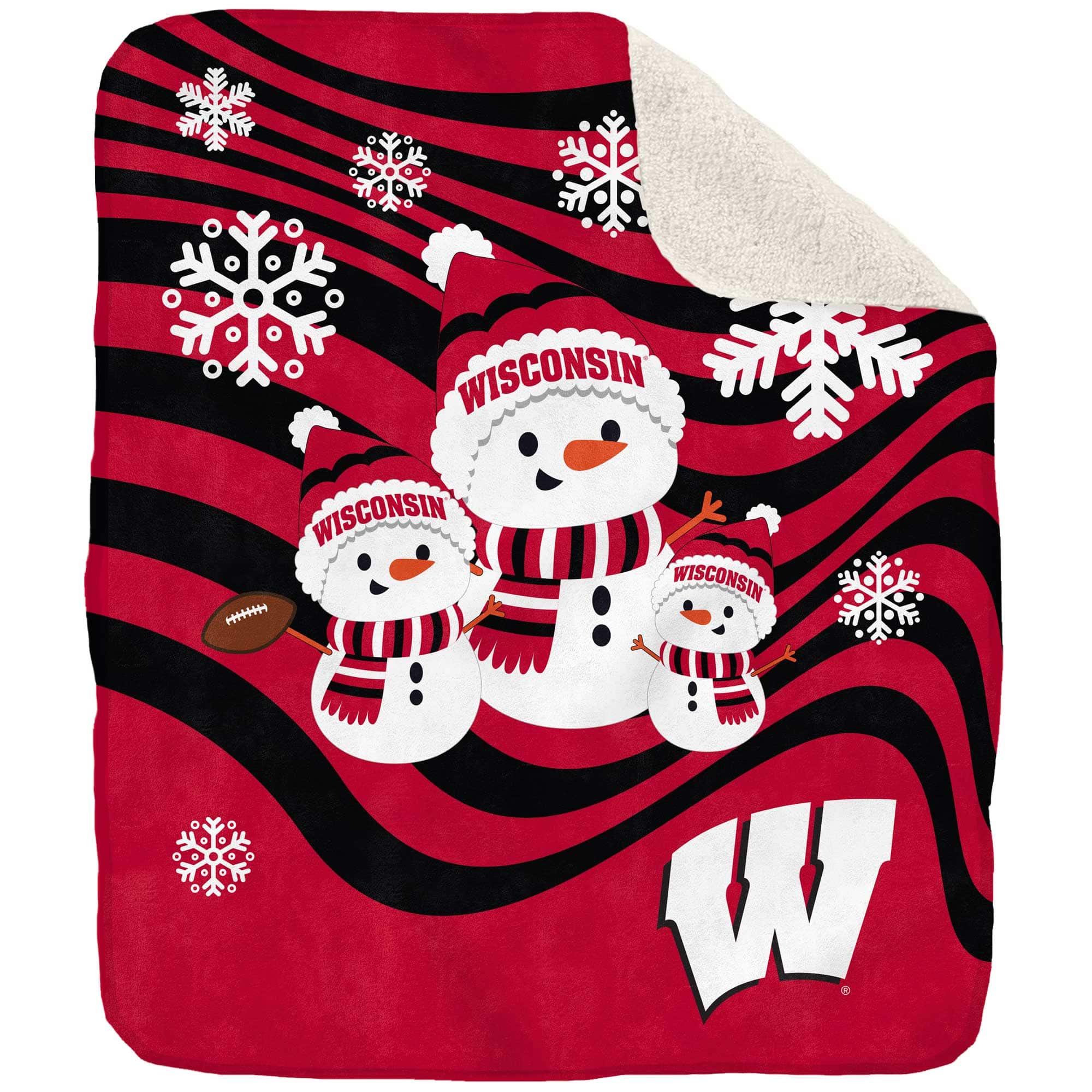 Pegasus - Wisconsin Badgers 50'' x 60'' Snowman Sherpa Blanket - Multicolor