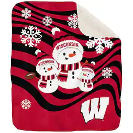 Pegasus - Wisconsin Badgers 50'' x 60'' Snowman Sherpa Blanket - Multicolor