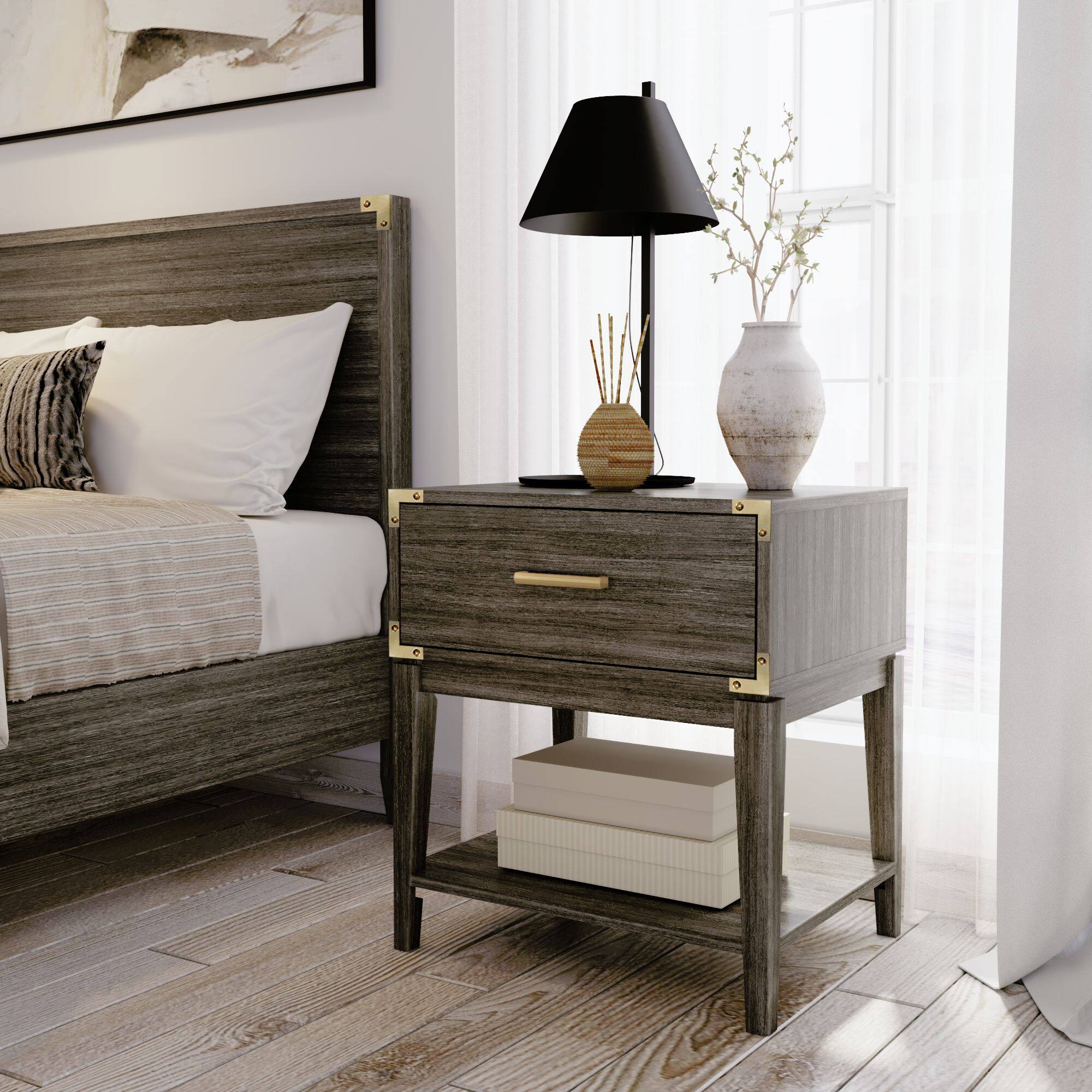 Alt View 7. Plank+Beam - Contempo Nightstand with 1 Drawer, Clay - Clay.