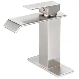 Waterfall Single Hole Single Handle Low Arc Bathroom Faucet with Supply Line