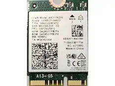Intel Model: AX211NGW
Anatel: 12069-21-04423
T PN: G86C00081410
SPS: M53366-005 OD
FRU: 5W10V25812
WFM: D4D8537FB3F4
BDM: D4D8537FB3F8
MM: 999M5J
TA: M34062-004
EC: 4372892
Made in China
UK CA K CRF E
IC: 1000M-AX211NG
FCC ID: PD9AX211NG
A13-05