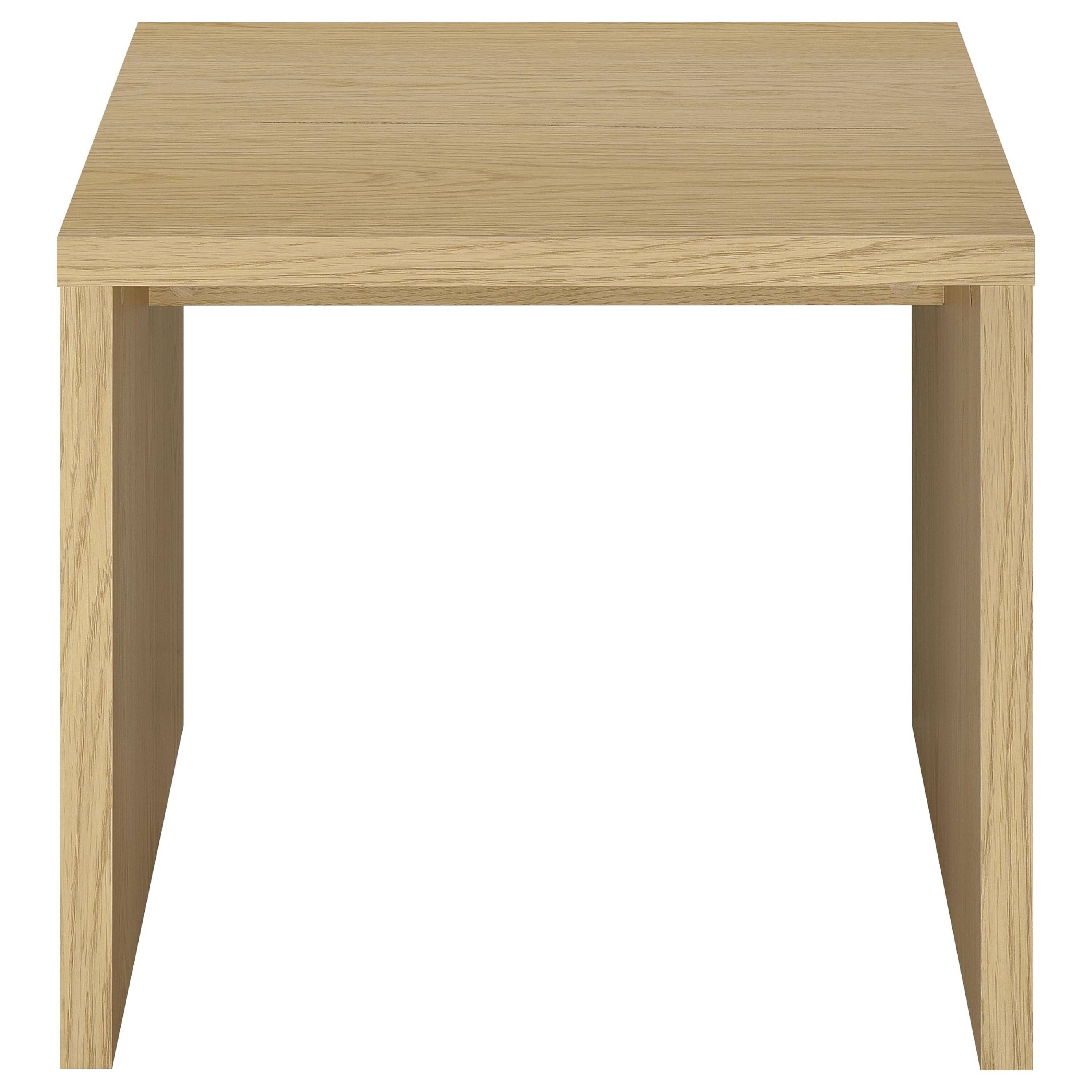 Front. Manhattan Lane - Kerra Square Side End Table, U-Shape Frame, Wood 24 Inch - Light Oak Brown.