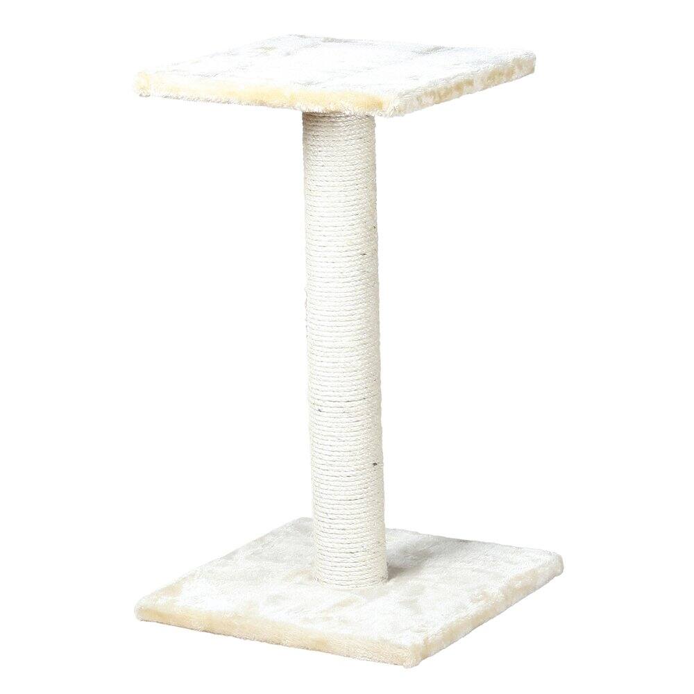 Front. TRIXIE - Espejo Sisal Cat Scratching Post with Plush Platform - Beige.