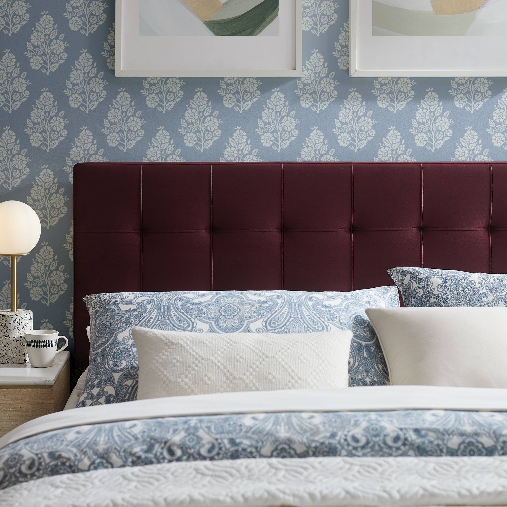 Alt View 1. Modway - Lily Biscuit Tufted Performance Velvet Headboard by Modway - Mulberry.