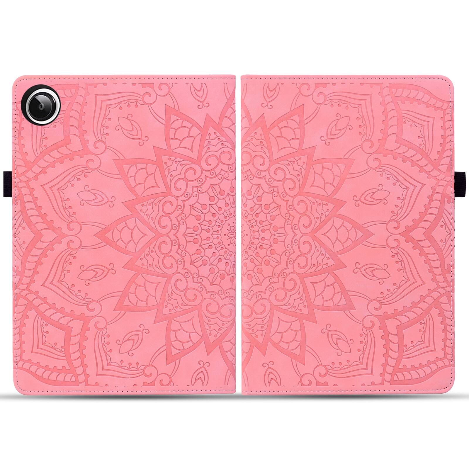 Back. Dteck - Case for Samsung Galaxy Tab A11 (SM-X133) & Tab A9 (SM-X110) 8.7-inch,Shockproof Embossed PU Leather Folio Wallet Cover - Pink.