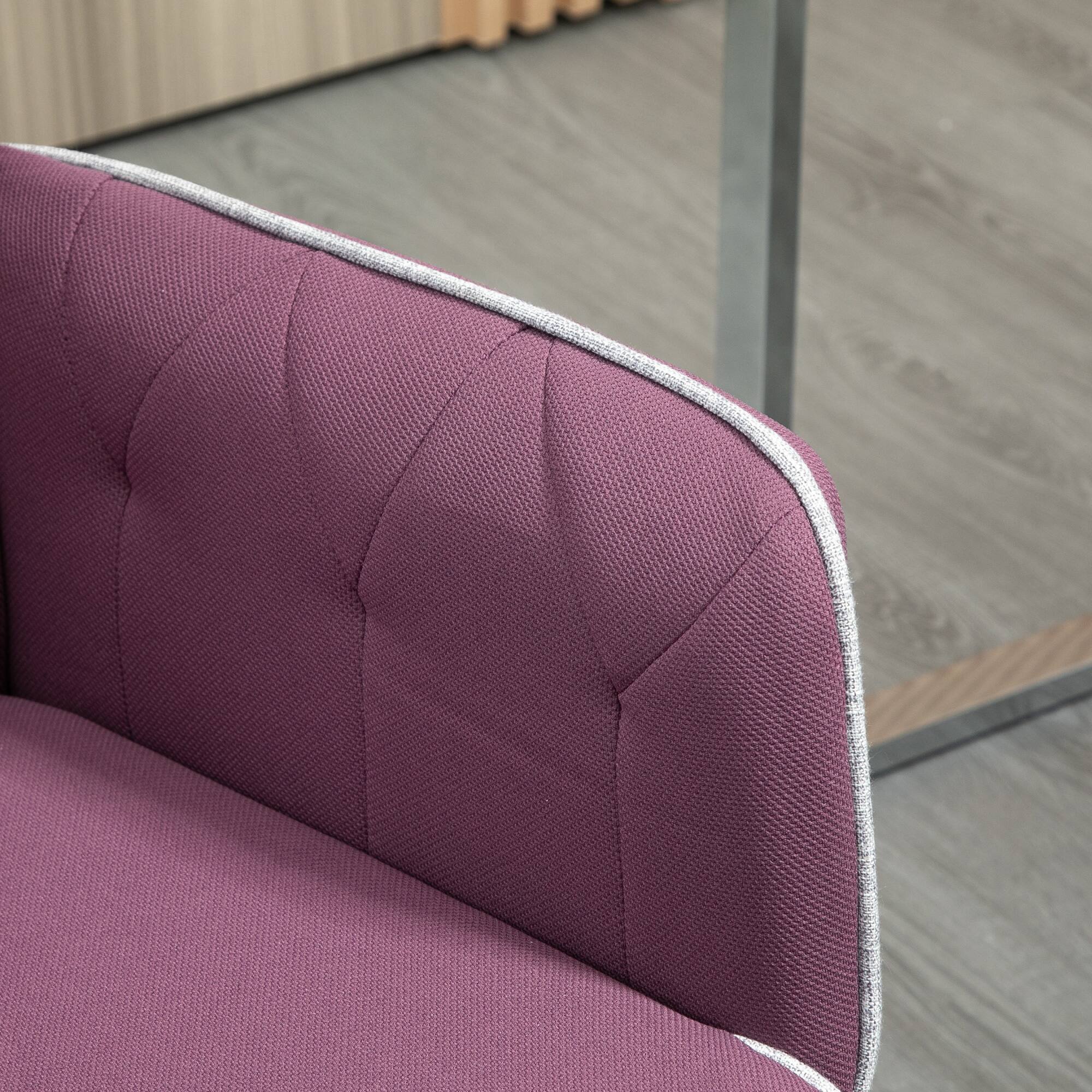 Alt View 9. Vinsetto - Spandex Home Office Chair, Tufted Height Adjustable Computer Desk Chair with Swivel Wheels and Padded Armrests - Purple.