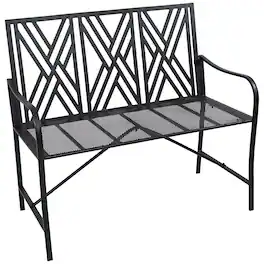 Sunnydaze - 2-Person Geometric Lattice Iron Outdoor Garden Bench - Black
