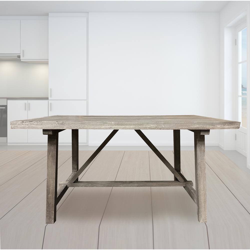 Angle. AmeriHome - AmeriHome Trestle Farm House Mango Wood 58 in. Dining Table - Grey - Gray.