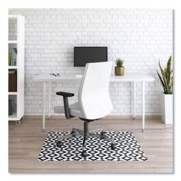 Deflecto - FashionMat Chair Mat for Flat Pile Carpeted and Hard Floors, Rectangular, Straight Edges, 35" x 40", White/Black - Black|White