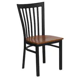 Flash Furniture - HERCULES Series Black School House Back Metal Restaurant Chair - Cherry Wood Seat - Red