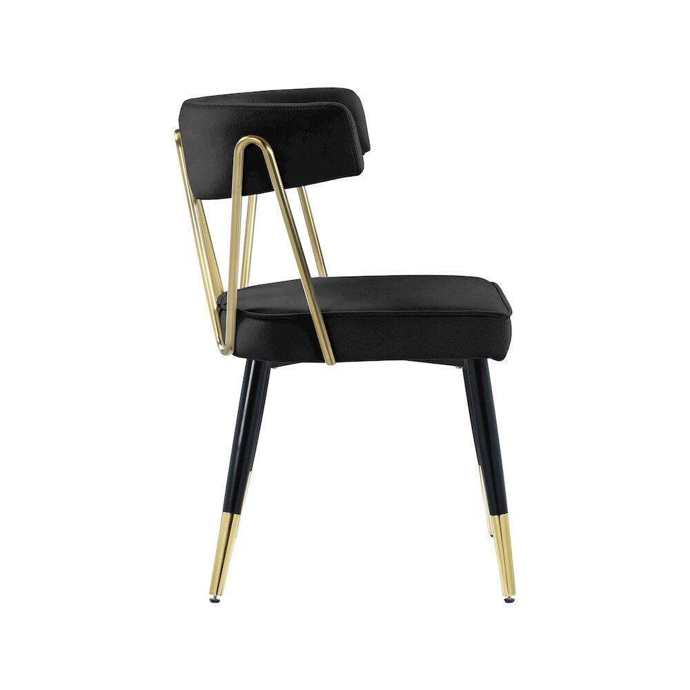 Alt View 4. Meridian Furniture - Rheingold Black Velvet Dining Chair, Set of 2 - Black.