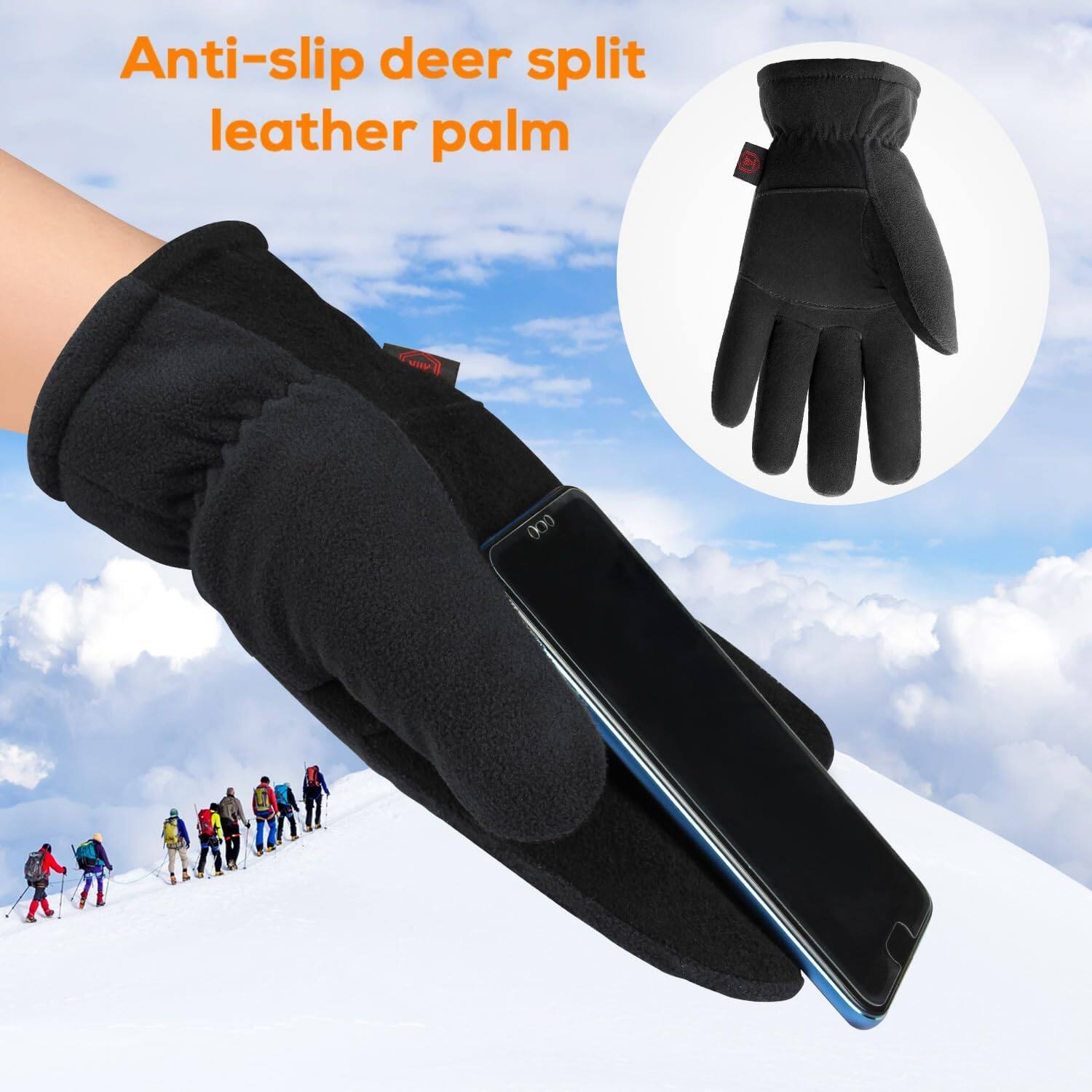 Anti-slip deer split leather palm