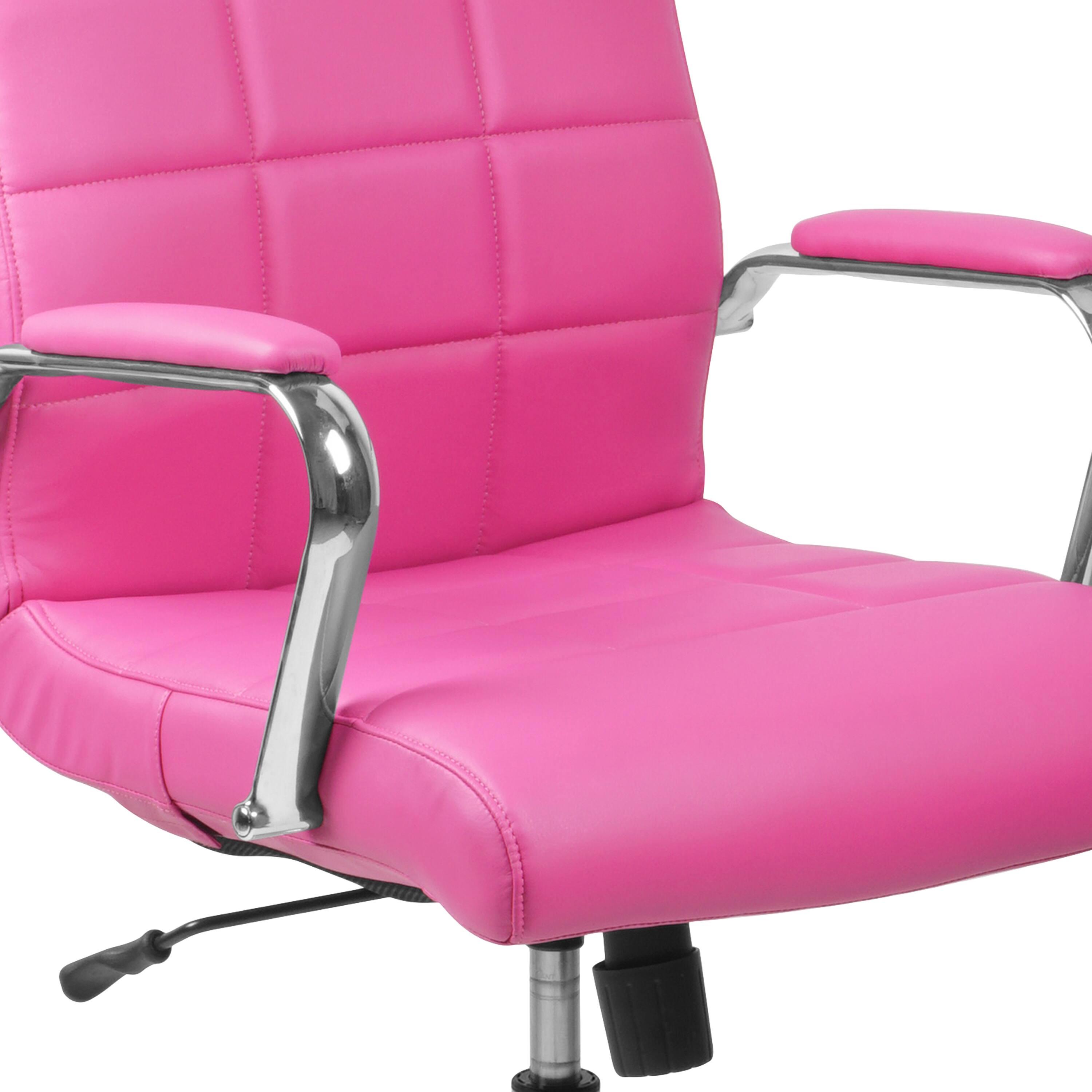 Alt View 9. Emma + Oliver - Mid-Back Vinyl Executive Swivel Office Chair with Chrome Base and Arms - Pink.