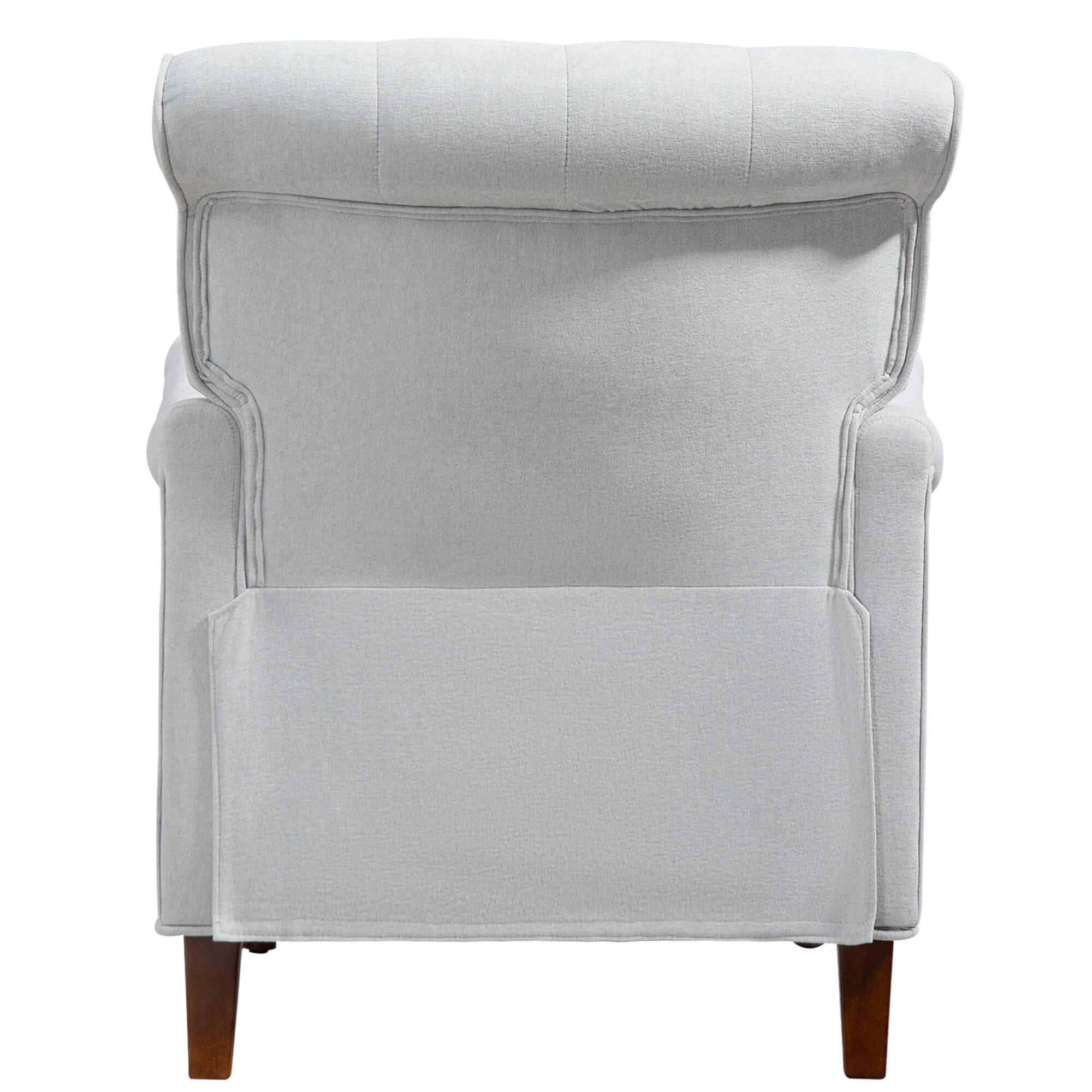 Alt View 9. GOODSILO - Comfortable Upholstered Accent Armchair with Ergonomic Support and Retro Wooden Legs for Living Room or Office - Oatmeal.