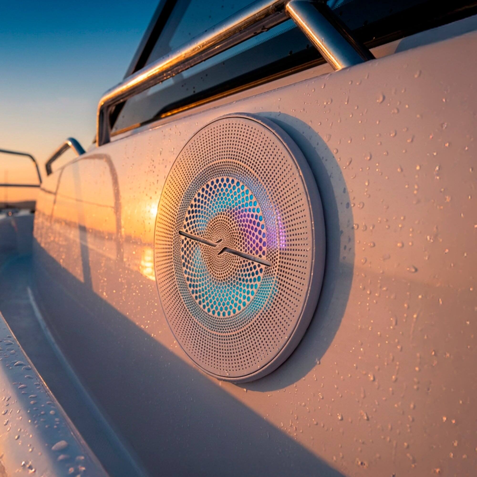 Alt View 1. DS18 Audio - NXL 8" 2-way Coaxial Speaker with Built-in Driver and Grille (Pair), 175W RMS 4-Ohm - White.