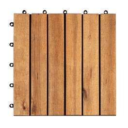 Costway - 12" x 12" Acacia Wood Interlocking Deck Tiles, 27 PCS Waterproof Flooring Tiles - Natural